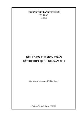 Đề luyện thi môn Toán kỳ thi THPT Quốc gia năm 2015